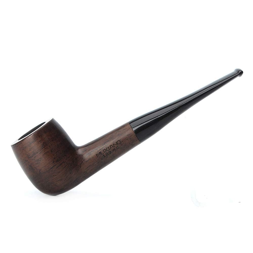 Ebony Tobacco Pipe Straight Stems with 10 Pipe Accessories for Men Smoking at Home and Campfire
