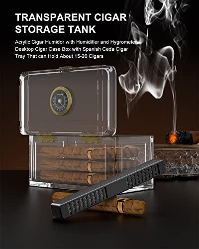 TISFA Acrylic Cigar Humidor with Humidifier and Hygrometer for Men Desk Use Can Hold 15-20 Cigars (S)  
TISFA Acrylic Ci