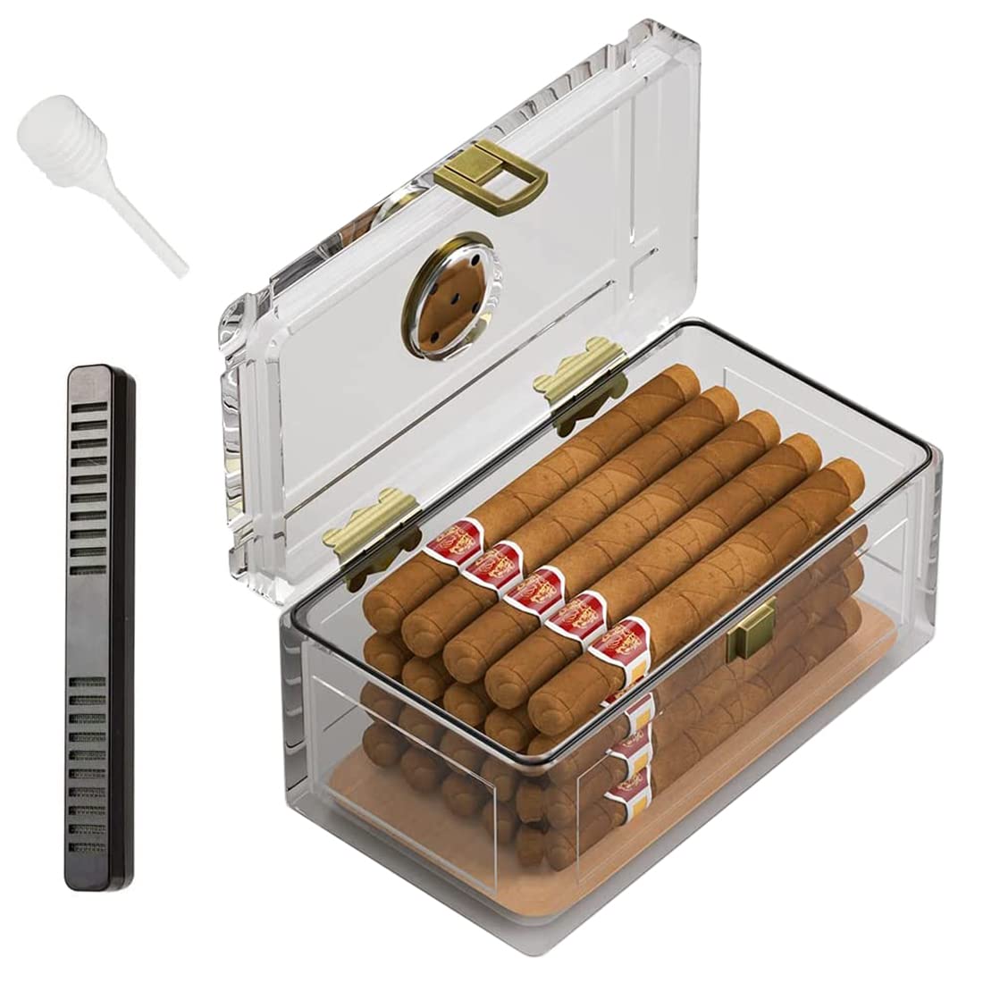 TISFA Acrylic Cigar Humidor with Humidifier and Hygrometer for Men Desk Use Can Hold 15-20 Cigars (S)  
TISFA Acrylic Ci