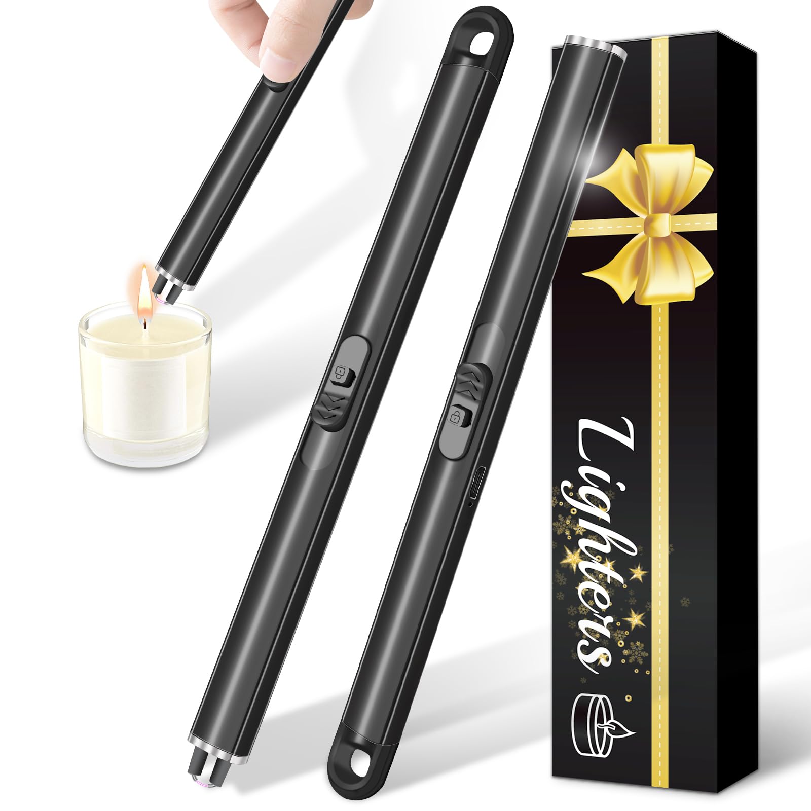 2 Pack Windproof Flameless Electric Candle Lighters for BBQ and Camping
| USB Rechargeable Double Safety Lock Design El