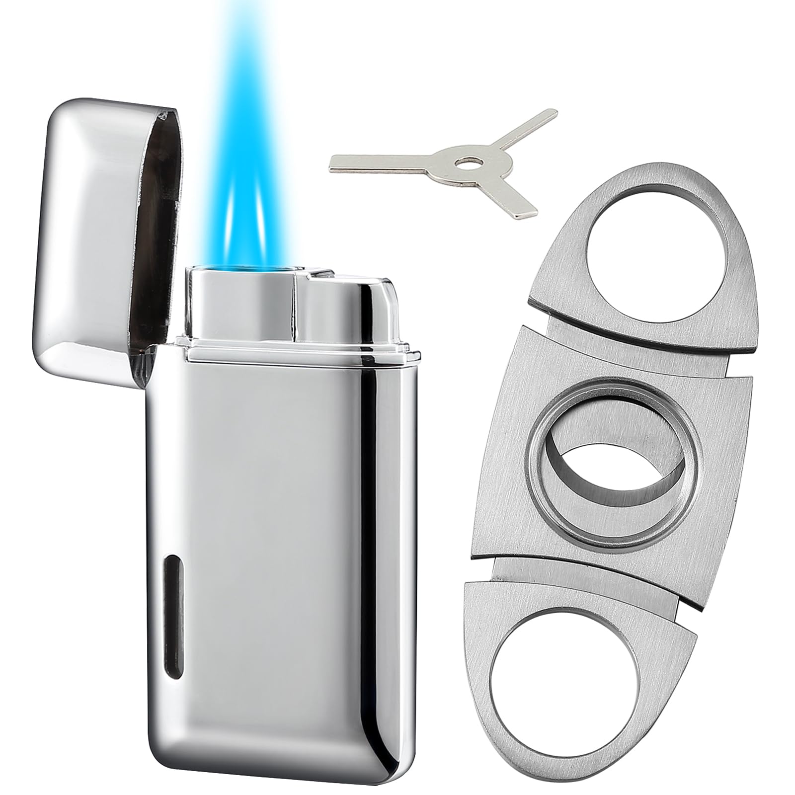 Best Cigar Cutter and Lighter Set Gifts for Men_Double Jet Flame Butane Torch Lighter with Adjustment Tools
| Double Je